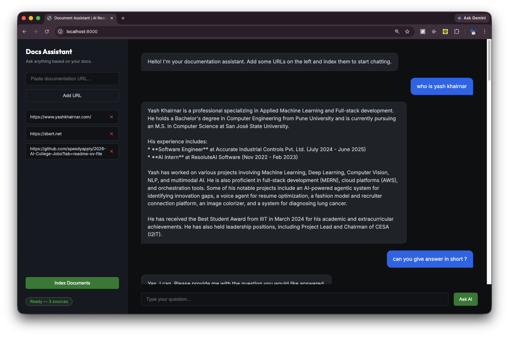 Documentation Assistant preview